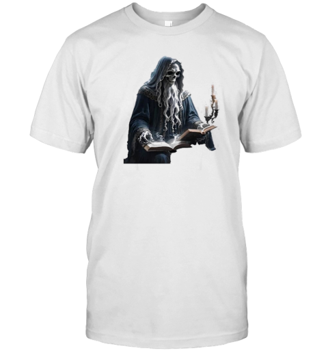 Ancient Skeleton Reading By Candlelight Cut Out Halloween T-Shirt