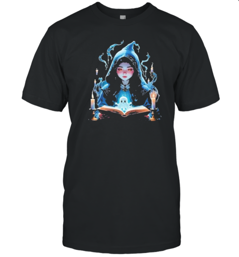 Floating Candles Ghosts And Young Witch Cut Out T-Shirt