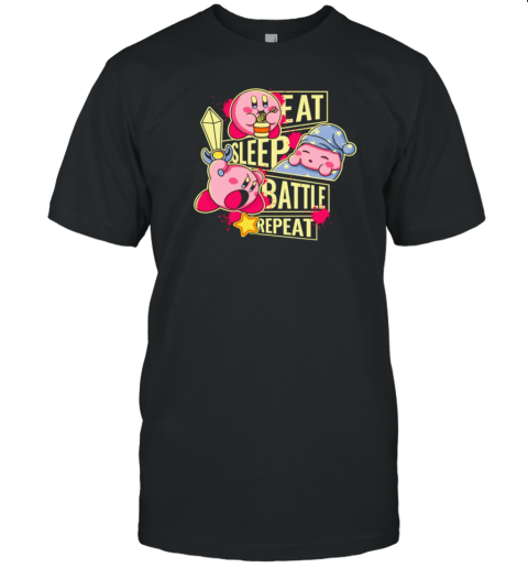 Kirby Eat Sleep Battle Repeat T-Shirt