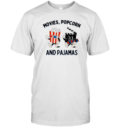 Movies Popcorn And Pajamas Popcorn Movie Night T-Shirt