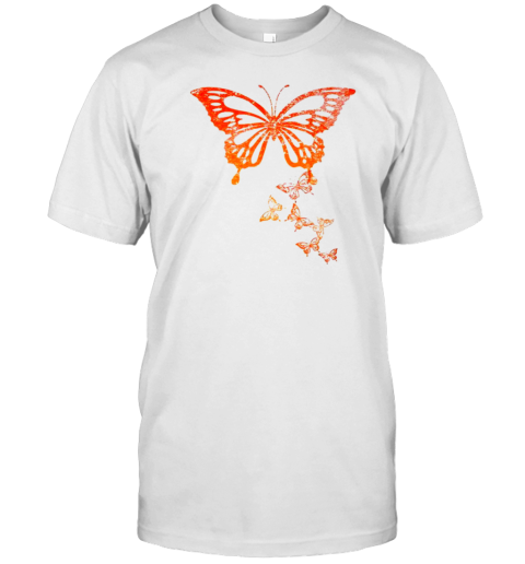 Butterfly Halloween Costume Glowing Pumpkin Color Distressed T-Shirt