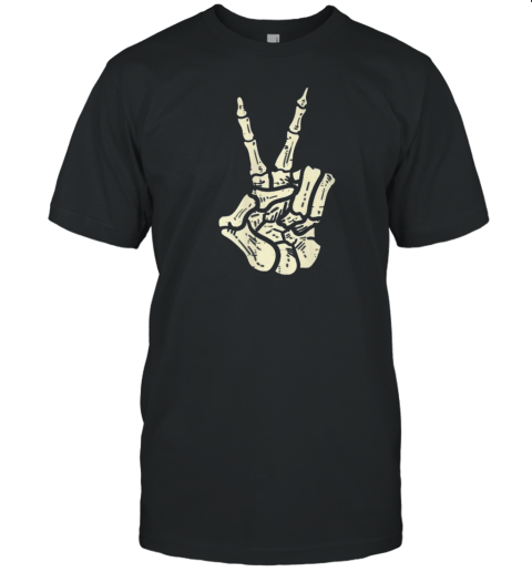 Pocket Skeleton Hand Peace Sign Cool Halloween Hippie T- Classic Men's T-shirt