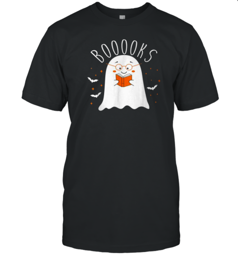 Booooks Halloween Cute Ghost Reading Library Books T-Shirt