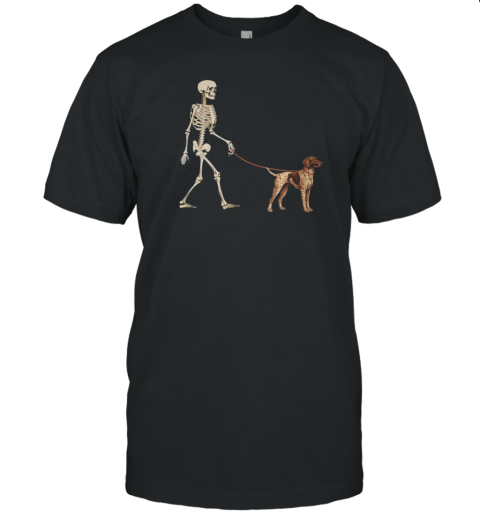 German Shorthaired Pointer Skeleton Walking Halloween T-Shirt