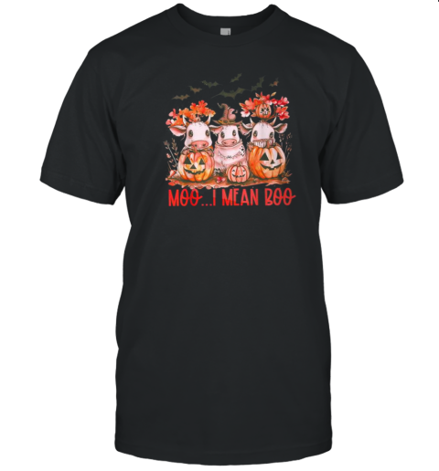 Ghost Cow Moo I Mean Boo Pumpkin Halloween T-Shirt