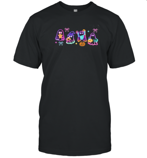 Neon Lights Ghost Halloween Bougie Ghost T-Shirt