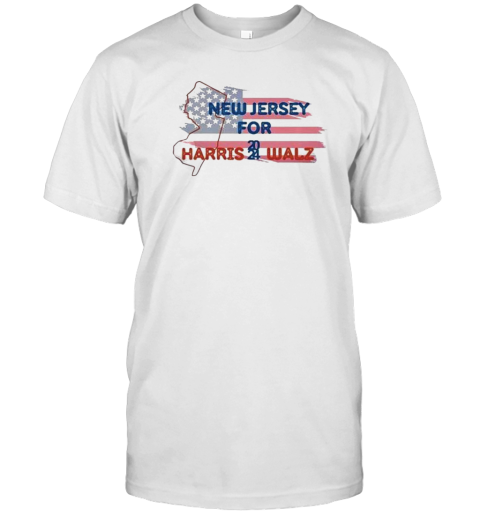 Original New Jersey For Harris Walz 2024 Flag T-Shirt