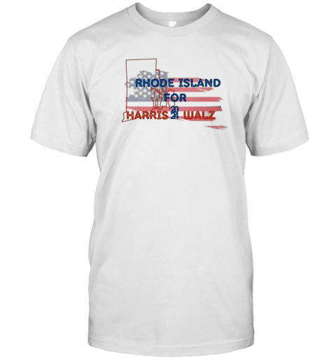 Original Rhode Island State For Harris Walz 2024 Flag T-Shirt