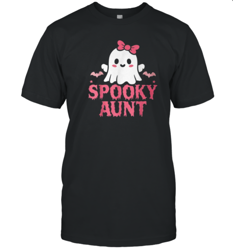 Spooky Aunt Family Cute Pink White Ghost Boo Halloween T-Shirt