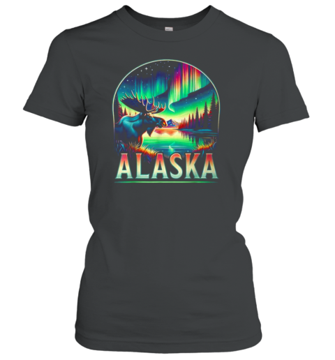 Alaska Northern Lights Aurora Viewing Alaska Moose T- Classic Women's T-shirt