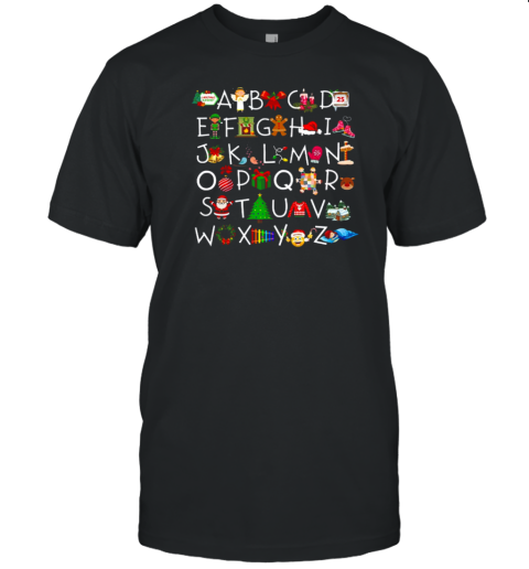 Christmas Elements Alphabet Teacher T-Shirt