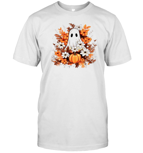 Floral Ghost Halloween Vintage T-Shirt