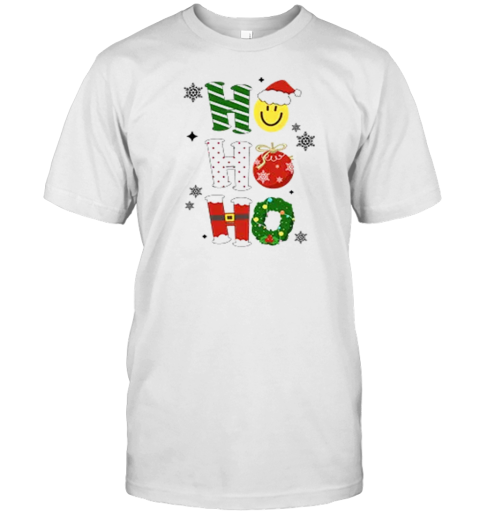 Ho Ho Ho Santa Claus Is Coming Christmas Wreath Teacher T-Shirt