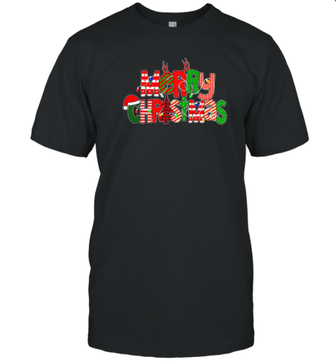 Merry Christmas With Rich Pattern Teacher T-Shirt