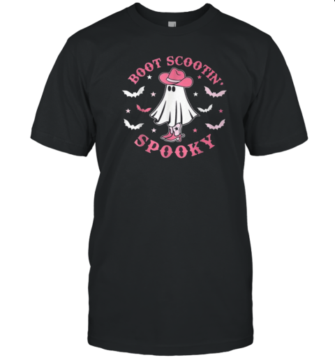 Pink Western Halloween Cowboy Ghost Boot Scootin Spooky T-Shirt