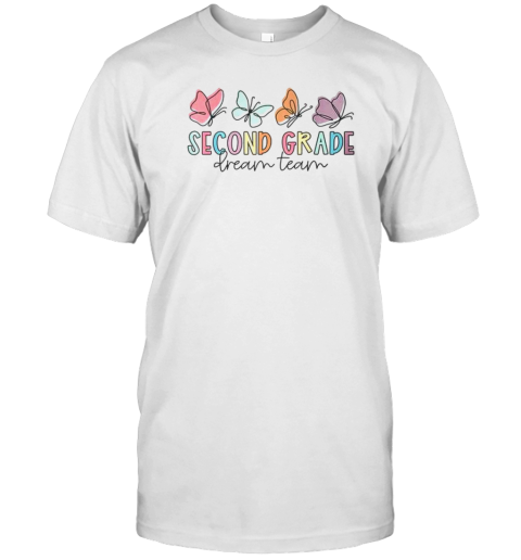 Second Grade Dream Team Butterfly Elementary Back To School T-Shirt