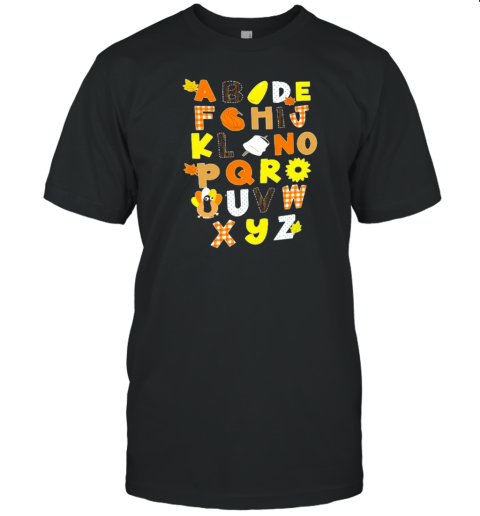 Autumn Element Alphabet Teacher T-Shirt