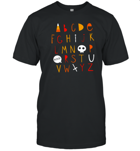 Cartoon Halloween Vibes Alphabet Teacher T-Shirt