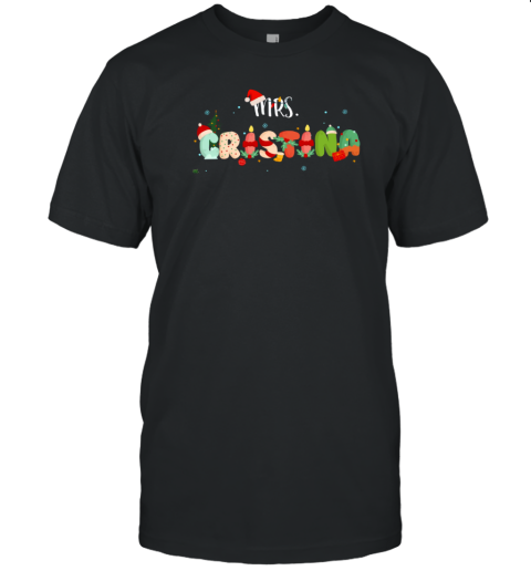 Personalized Name Christmas Cute Letter Teacher T-Shirt