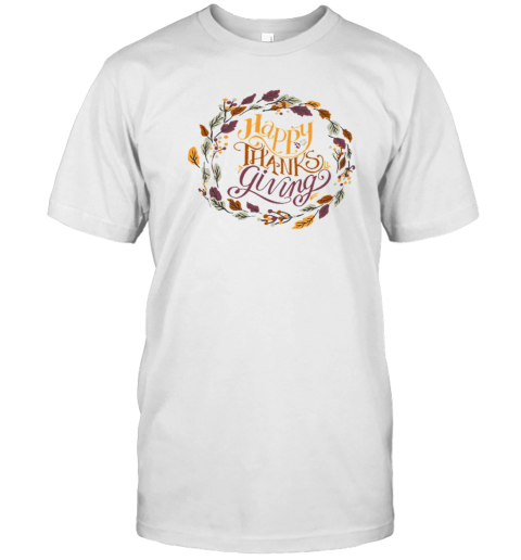 Wreath Happy Thanksgiving Teacher T-Shirt