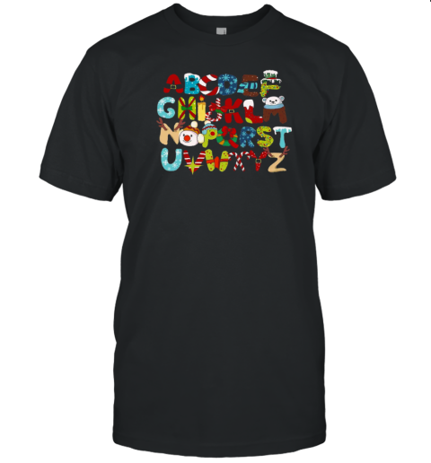 Christmas Style Alphabet Teacher T-Shirt