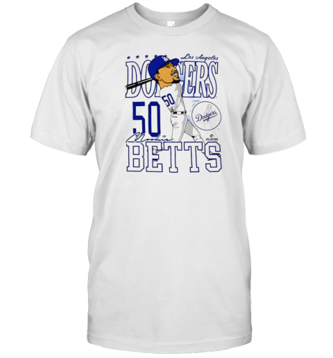 Los Angeles Dodgers Mookie Betts #50 Slugger Swing Caricature T- Classic Men's T-shirt