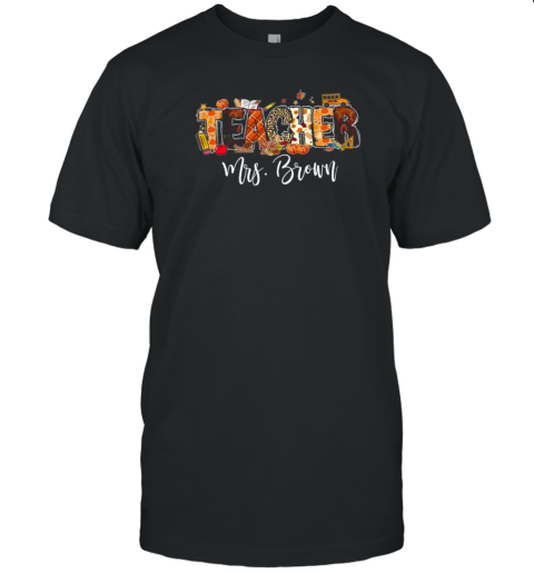 Personalized Name Autumn Crew Teacher T-Shirt