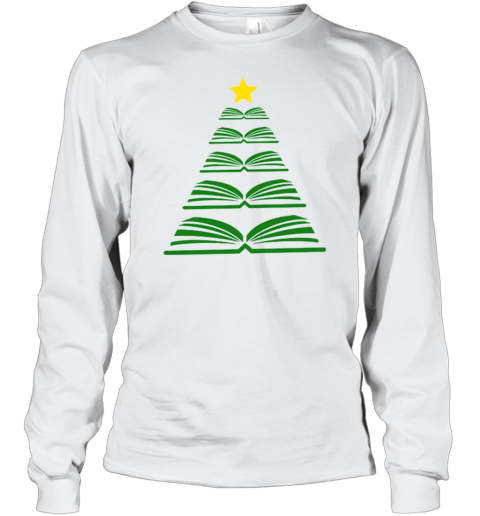 Book Christmas Tree Teacher T- Long Sleeved T-shirt 