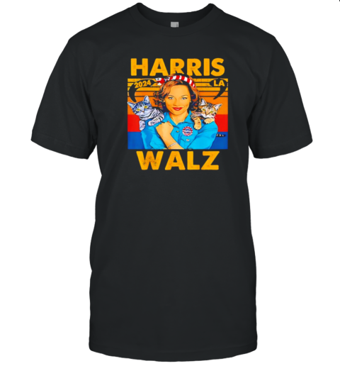 Harris Walz with the Cats 2024 vintage T- Classic Men's T-shirt