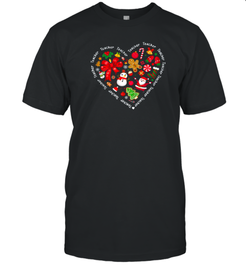 Merry Christmas Heart Teacher T-Shirt