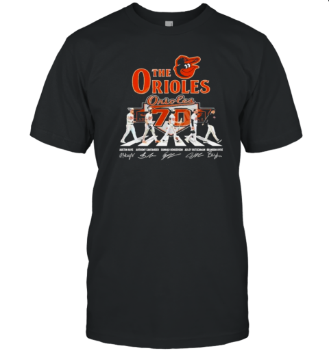 Original The Orioles Walking Abbey Road 70 Years Of 1954 2024 Baltimore Orioles Signatures T- Classic Men's T-shirt