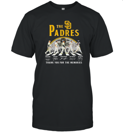 Original The Padres Walking Abbey Road 55 Years Of 1969 2024 San Diego Padres Thank You For The Memories Signatures T- Classic Men's T-shirt