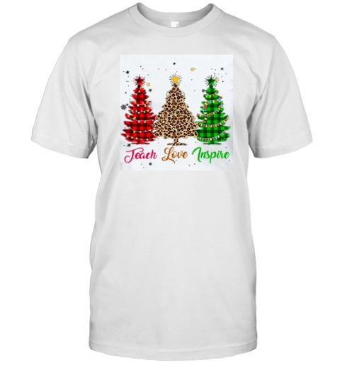 Teach Love Inspire Christmas Tree Teacher T-Shirt