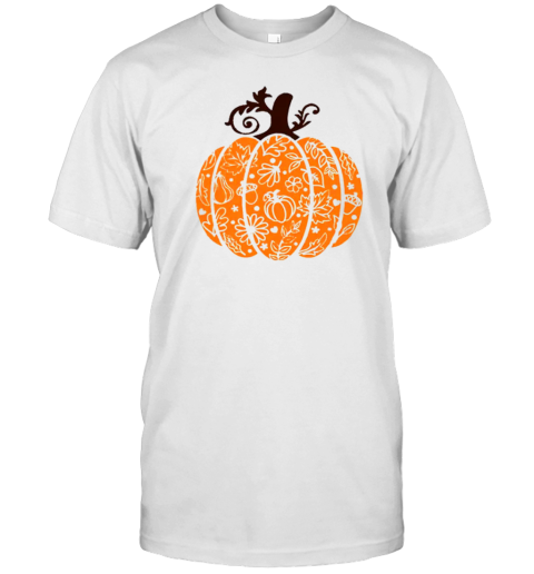 Autumn Element Pattern Pumpkin Teacher T-Shirt