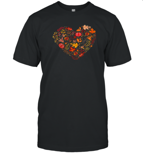 Fall Heart Pumpkin Leaves Teacher T- Classic Men's T-shirt