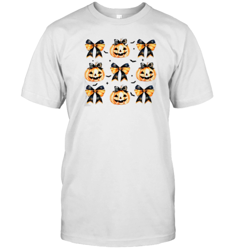 Fall Vibes Pumpkin Bowknot Spooky Teacher T-Shirt