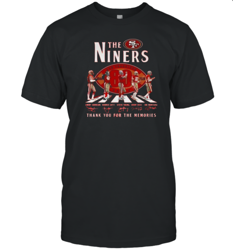 Original The Niners Walking Abbey Road 80 Years Of 1944 2024 Thank You For The Memories Signatures T-Shirt