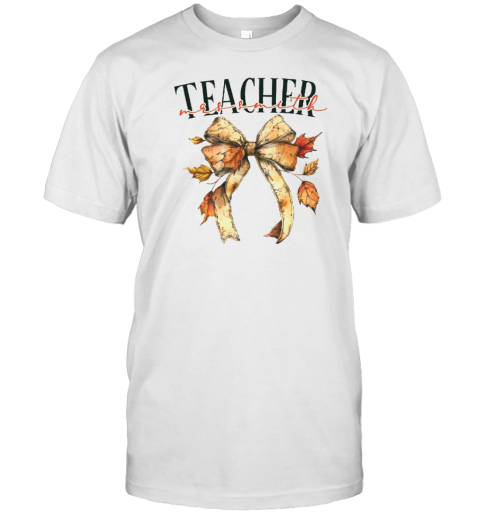 Personalized Name And Text Autumn Leaves Bow Teacher T- Classic Men's T-shirt