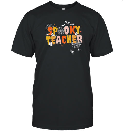 Spooky Teacher Spider Web Ghost Teacher T-Shirt