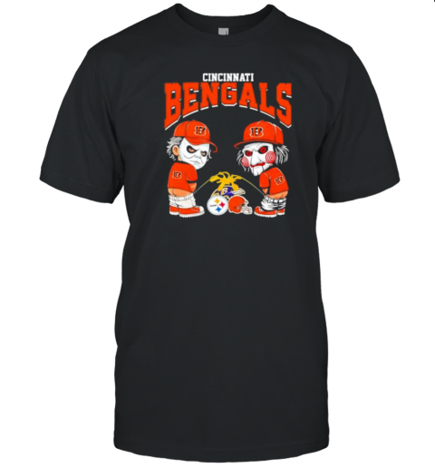 Michael Myers And Billy He Puppet X Cincinnati Bengals Pee On NFL Eams Halloween T-Shirt