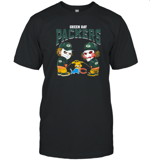 Michael Myers And Billy He Puppet X Green Bay Packers Pee On NFL Eams Halloween T-Shirt