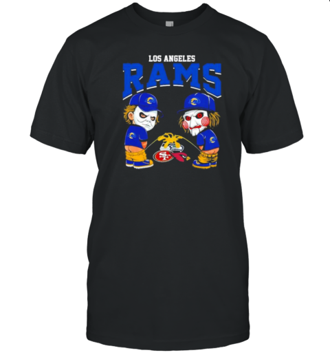 Michael Myers And Billy He Puppet X Los Angeles Rams Pee On NFL Eams Halloween T- Classic Men's T-shirt