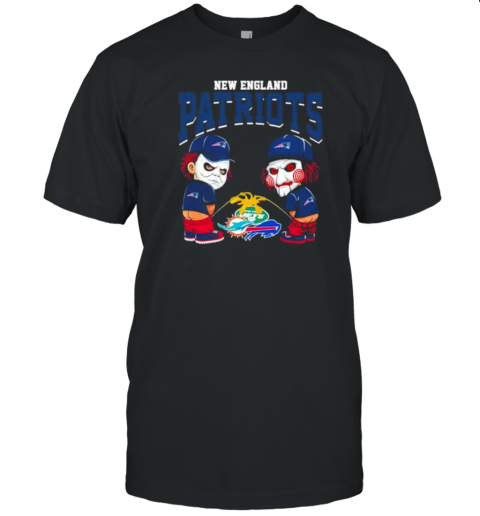 Michael Myers And Billy He Puppet X New England Patriots Pee On NFL Eams Halloween T-Shirt