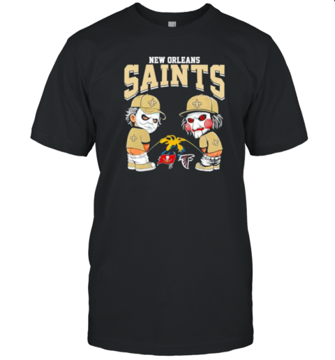 Michael Myers And Billy He Puppet X New Orleans Saints Pee On NFL Eams Halloween T- Classic Men's T-shirt