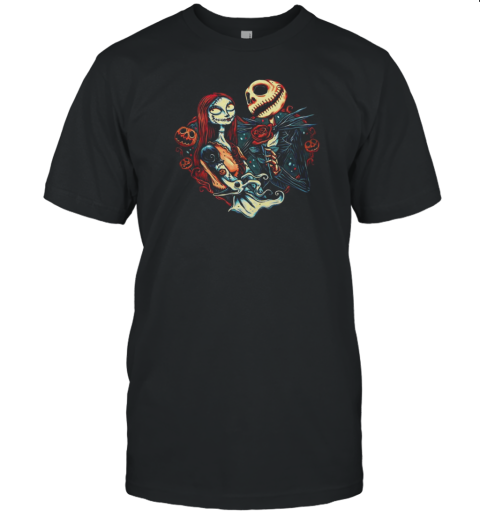 Sally and Jack The Nightmare Before Christmas skeleton love T-Shirt