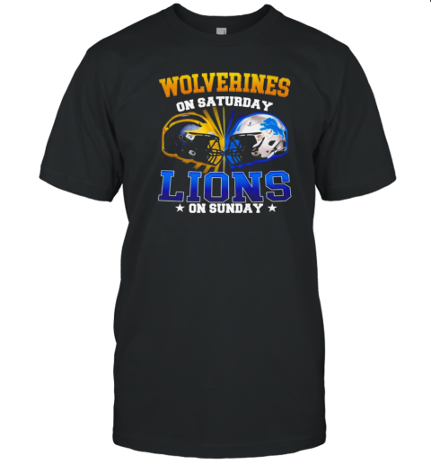 Michigan Wolverines On Saturday Detroit Lions On Sunday Proud State Fan T-Shirt