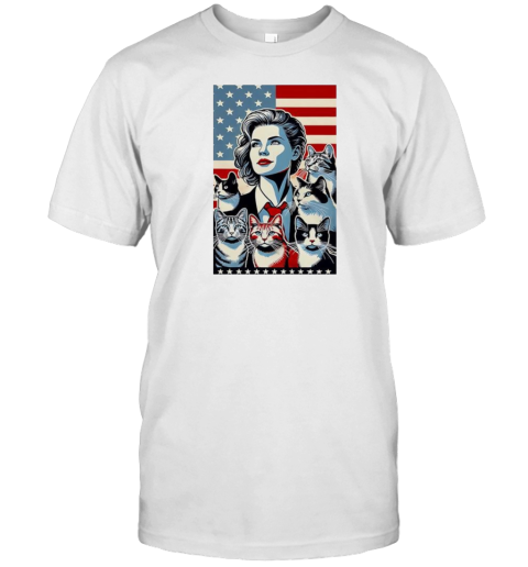 Cat Lady Art America Flag T-Shirt