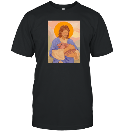 Jesus loves Moo Deng baby hippo art T- Classic Men's T-shirt