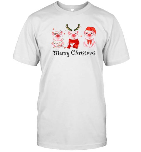 Pink Pig Merry Christmas Teacher T-Shirt