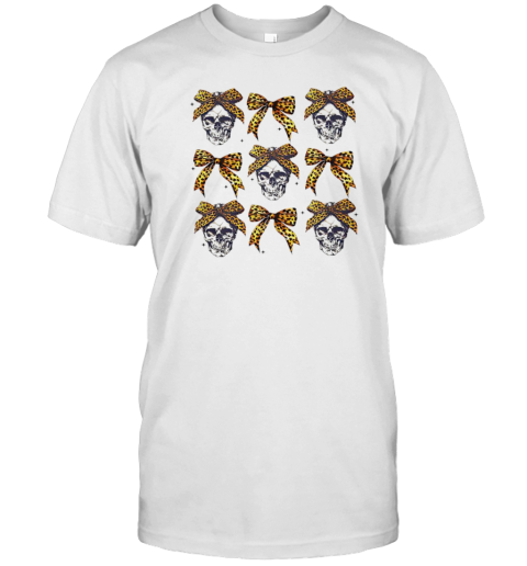 Skulls In Leopard Bows Halloween T-Shirt